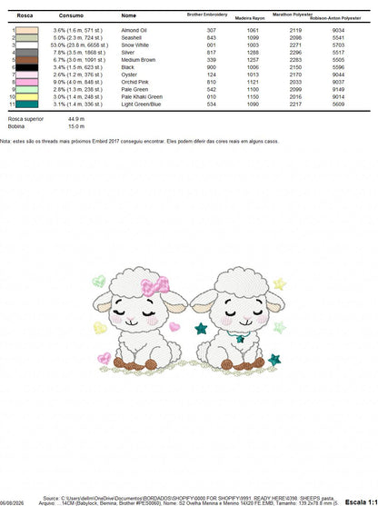 Sheep embroidery design - Farm Animal Lamb machine embroidery pattern - Newborn Baby Girl file - Instant digital download pes jef dst