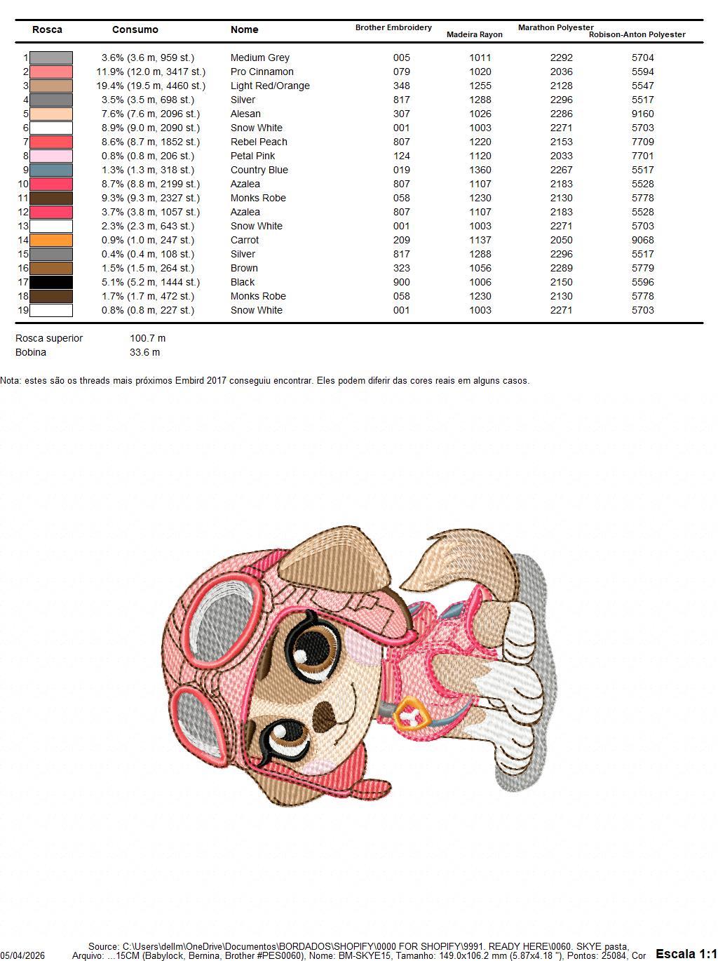Paw Patrol embroidery designs - Dog Skye machine embroidery patterns - Baby Girl Boy file - Instant digital download - Zuma Chase Rubble Skye Marshall (Copy) Marcia Embroidery