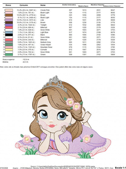 Sofia embroidery designs - Disney Princess machine embroidery patterns - Baby Girl file - Instant digital download pes jef dst exp hus vp3 Marcia Embroidery