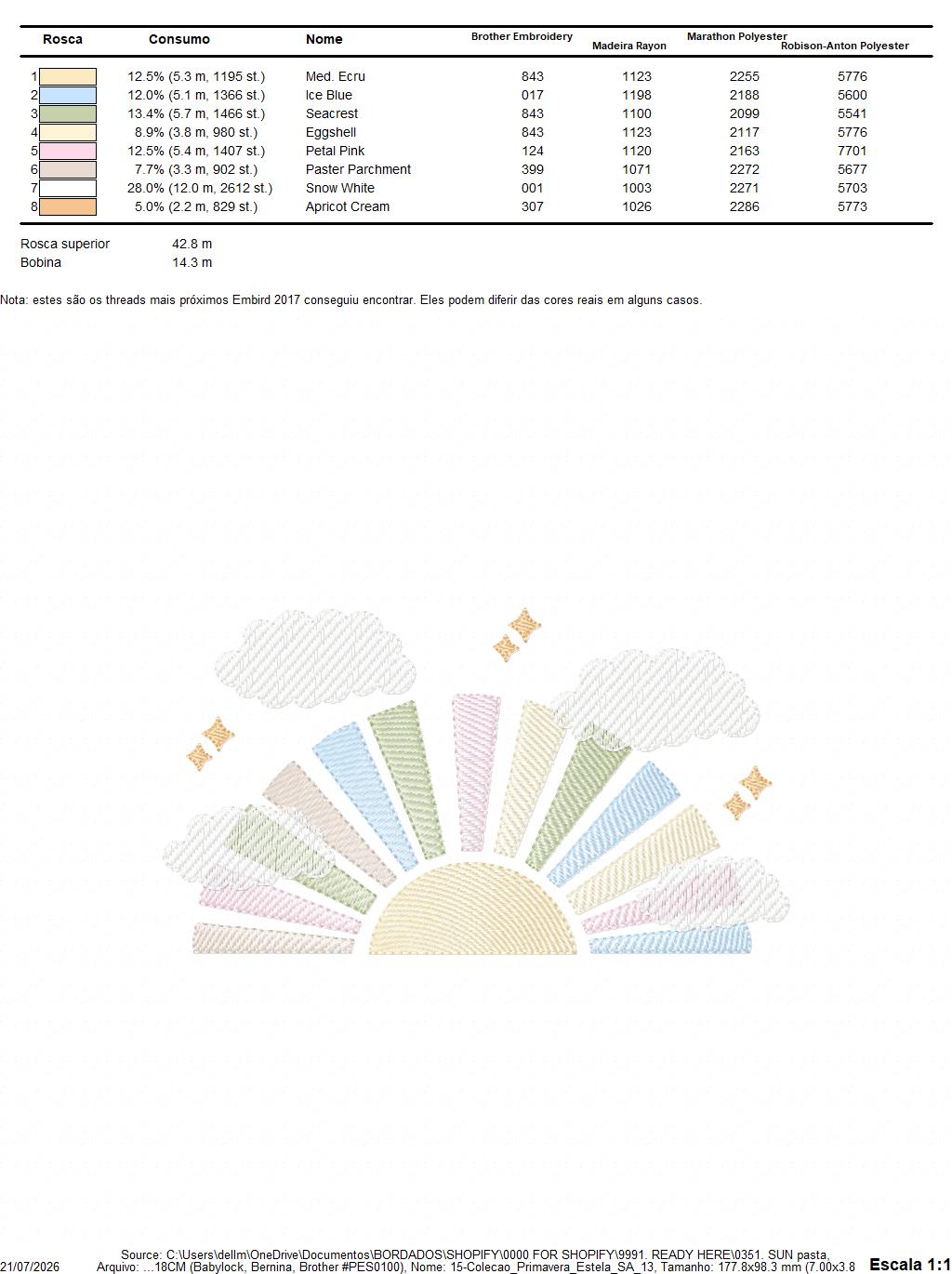 Sun with clouds embroidery design - Colorful Sun machine embroidery pattern - Baby girl and boy file - Instant digital download pes jef dst hus