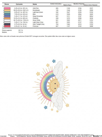 Rainbow embroidery design - Sun embroidery designs machine embroidery pattern - sky embroidery file - kid embroidery rainbow pes download (Copy) Marcia Embroidery