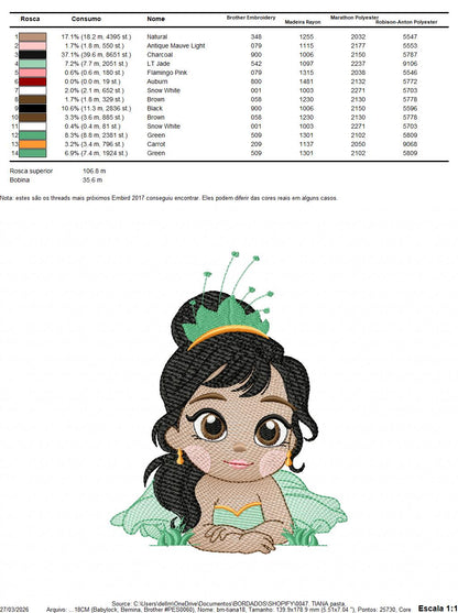 Tiana embroidery designs - Disney Princess machine embroidery patterns - Baby Girl file - Instant digital download pes jef dst exp hus vp3 - Marcia Embroidery