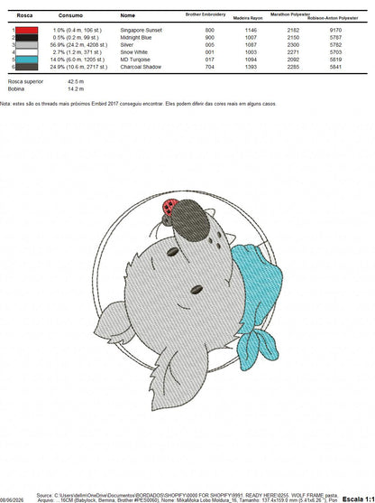 Wolf embroidery design - Happy Male Puppy machine embroidery pattern - Pet embroidery file - Instant digital download pes jef (Copy) Marcia Embroidery