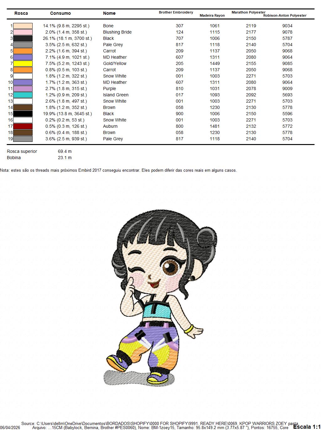 Zoey KPop Demon Hunters embroidery design - Kpop Warriors machine embroidery patterns - Baby girl file - Instant digital download (Copy) Marcia Embroidery