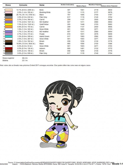 Zoey KPop Demon Hunters embroidery design - Kpop Warriors machine embroidery patterns - Baby girl file - Instant digital download (Copy) Marcia Embroidery