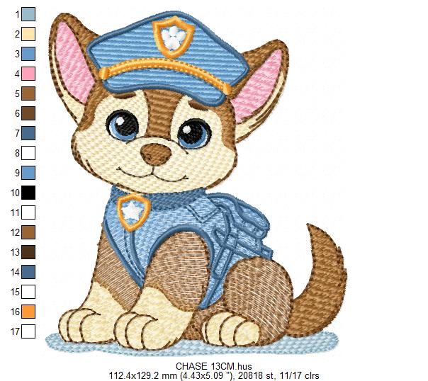 Paw Patrol embroidery designs - Dog Chase machine embroidery patterns - Baby Girl Boy file - Instant digital download pes jef dst exp hus vp3 - Zuma Chase Rubble Skye Marshall Everest Ryder Rocky - Marcia Embroidery