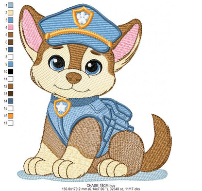 Paw Patrol embroidery designs - Dog Chase machine embroidery patterns - Baby Girl Boy file - Instant digital download pes jef dst exp hus vp3 - Zuma Chase Rubble Skye Marshall Everest Ryder Rocky - Marcia Embroidery