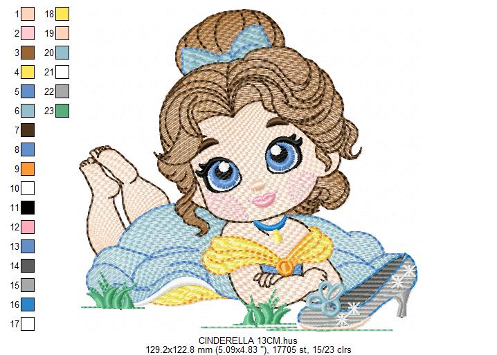 Cinderella embroidery designs - Disney Princess machine embroidery patterns - Baby Girl file - Instant digital download Marcia Embroidery