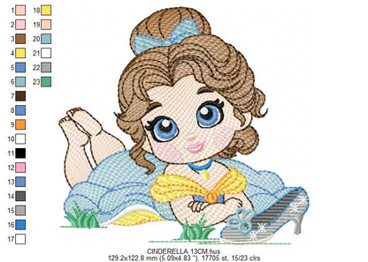 Cinderella embroidery designs - Disney Princess machine embroidery patterns - Baby Girl file - Instant digital download Marcia Embroidery