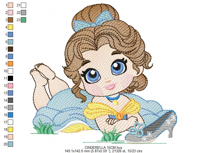 Cinderella embroidery designs - Disney Princess machine embroidery patterns - Baby Girl file - Instant digital download Marcia Embroidery