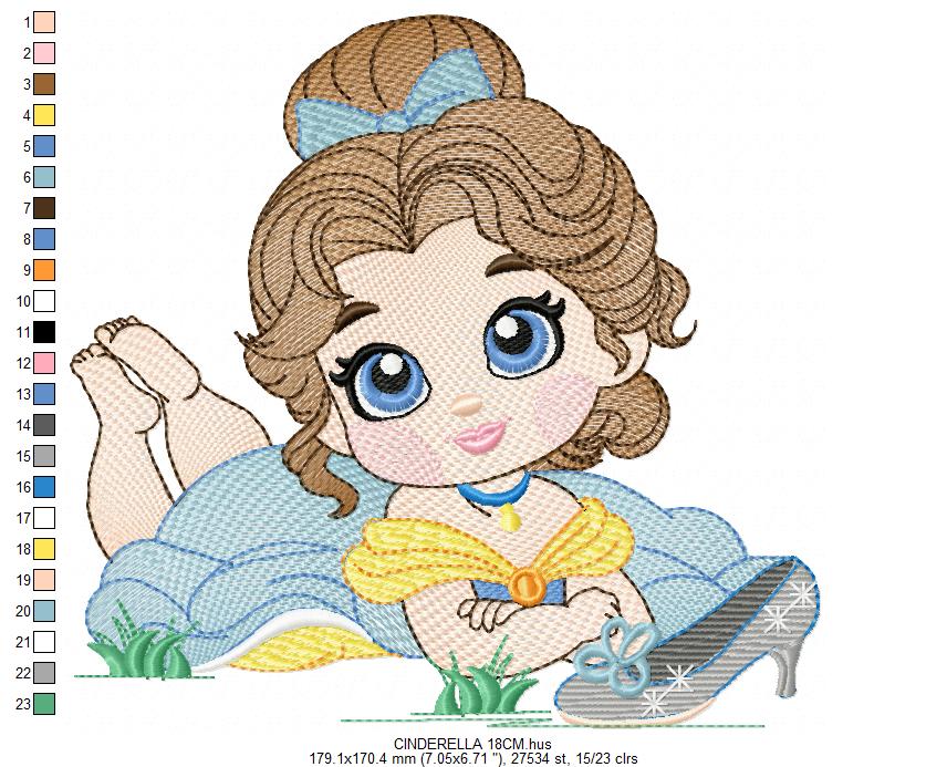 Cinderella embroidery designs - Disney Princess machine embroidery patterns - Baby Girl file - Instant digital download Marcia Embroidery