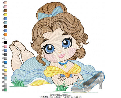 Cinderella embroidery designs - Disney Princess machine embroidery patterns - Baby Girl file - Instant digital download Marcia Embroidery