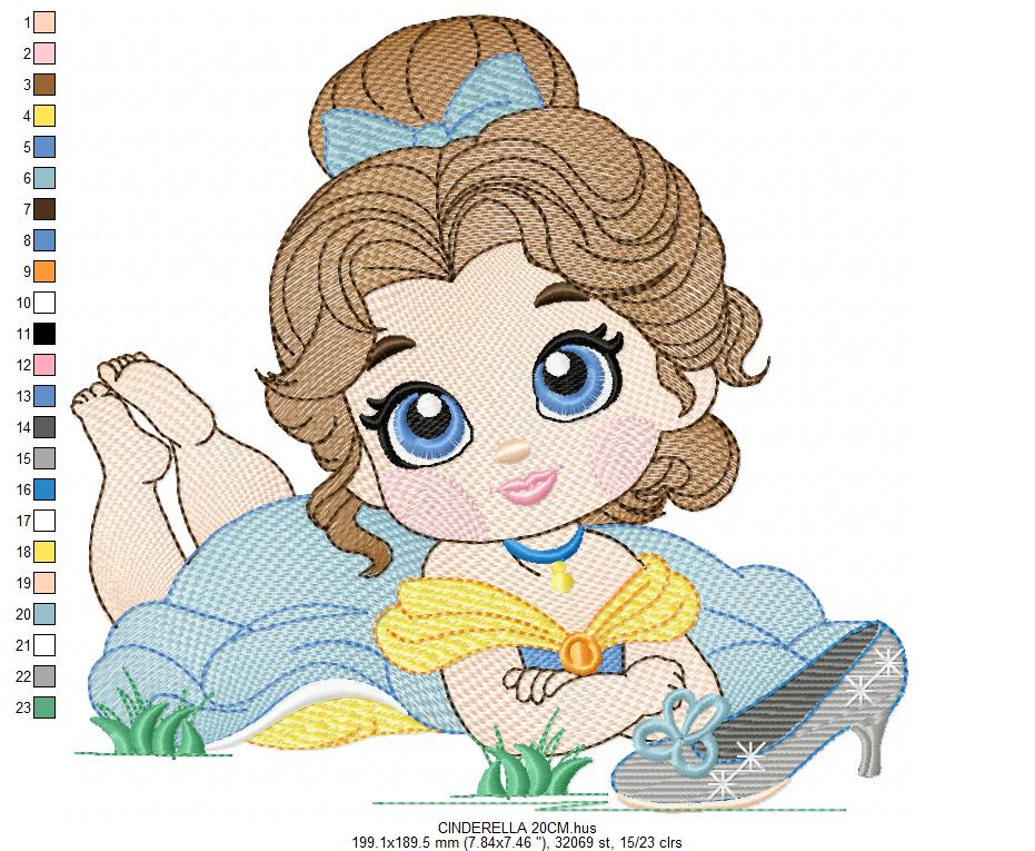 Cinderella embroidery designs - Disney Princess machine embroidery patterns - Baby Girl file - Instant digital download Marcia Embroidery
