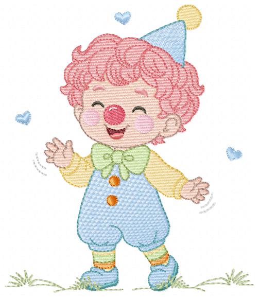 Circus Clown embroidery designs - Boy Clown with funny hat machine embroidery pattern - Baby Boy file - Instant digital download pes jef dst hus