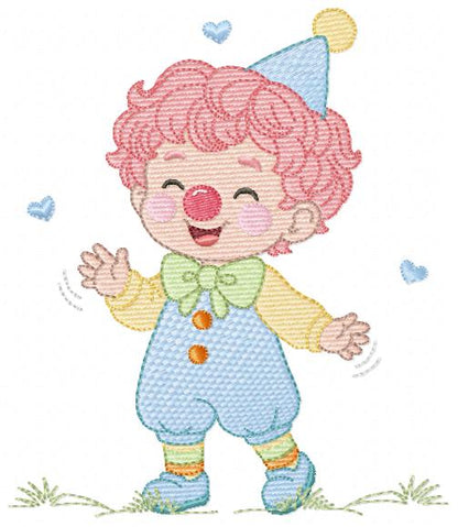 Circus Clown embroidery designs - Boy Clown with funny hat machine embroidery pattern - Baby Boy file - Instant digital download pes jef dst hus