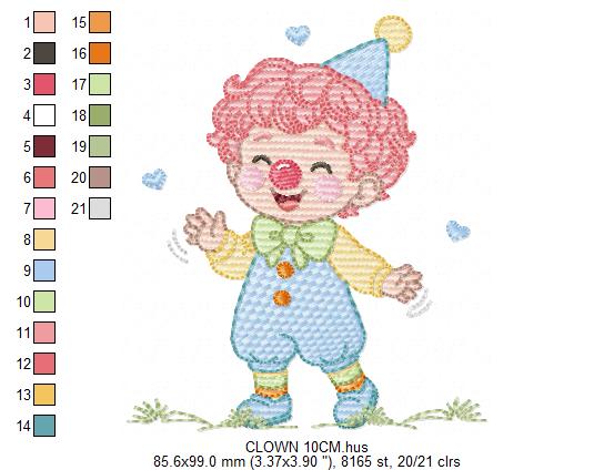 Circus Clown embroidery designs - Boy Clown with funny hat machine embroidery pattern - Baby Boy file - Instant digital download pes jef dst hus