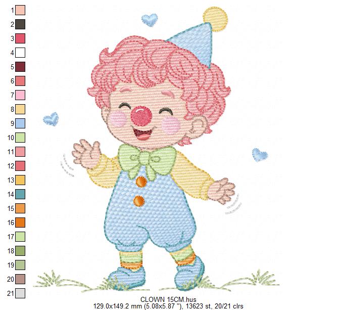 Circus Clown embroidery designs - Boy Clown with funny hat machine embroidery pattern - Baby Boy file - Instant digital download pes jef dst hus