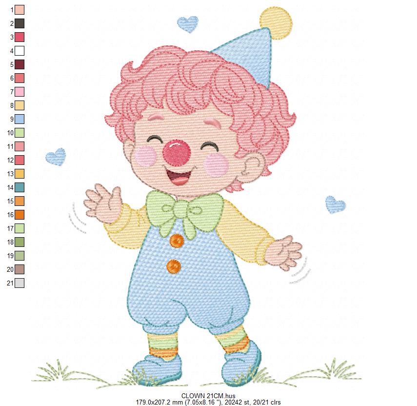 Circus Clown embroidery designs - Boy Clown with funny hat machine embroidery pattern - Baby Boy file - Instant digital download pes jef dst hus