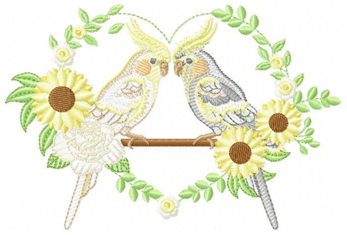 Cockatiel embroidery design - Baby Bird with sunflowers machine embroidery pattern - Kitchen Towel file - Instant digital download pes jef dst hus vp3 vip (Copy) Marcia Embroidery