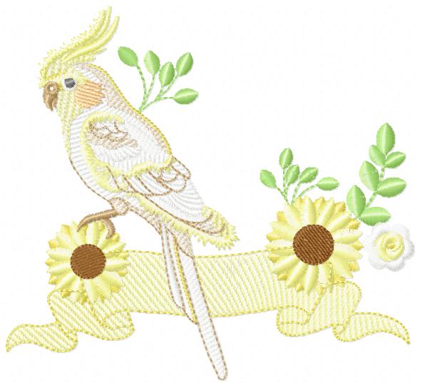 Cockatiel embroidery design - Baby Bird with sunflowers machine embroidery pattern - Kitchen Towel file - Instant digital download pes jef dst hus vp3 vip (Copy) Marcia Embroidery