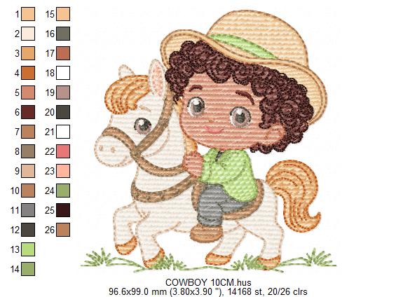 Cowboy Embroidery Design – Baby Boy Country Ranch Wrangler File (Instant Download)