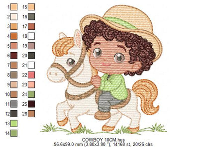 Cowboy Embroidery Design – Baby Boy Country Ranch Wrangler File (Instant Download)