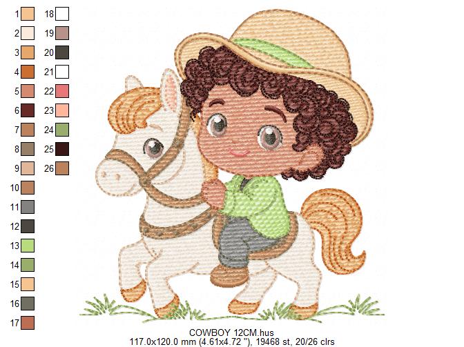 Cowboy Embroidery Design – Baby Boy Country Ranch Wrangler File (Instant Download)
