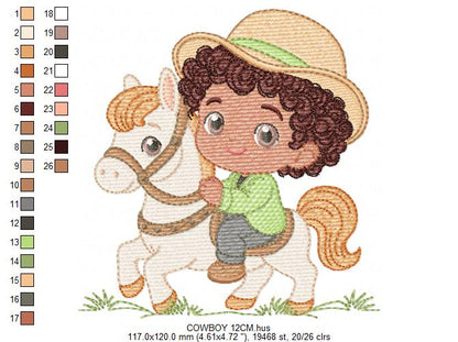 Cowboy Embroidery Design – Baby Boy Country Ranch Wrangler File (Instant Download)