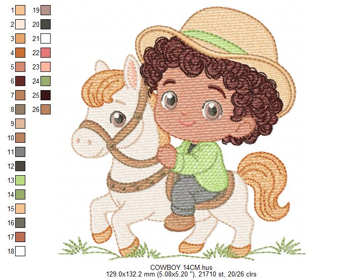 Cowboy Embroidery Design – Baby Boy Country Ranch Wrangler File (Instant Download)