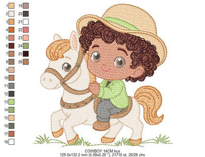 Cowboy Embroidery Design – Baby Boy Country Ranch Wrangler File (Instant Download)