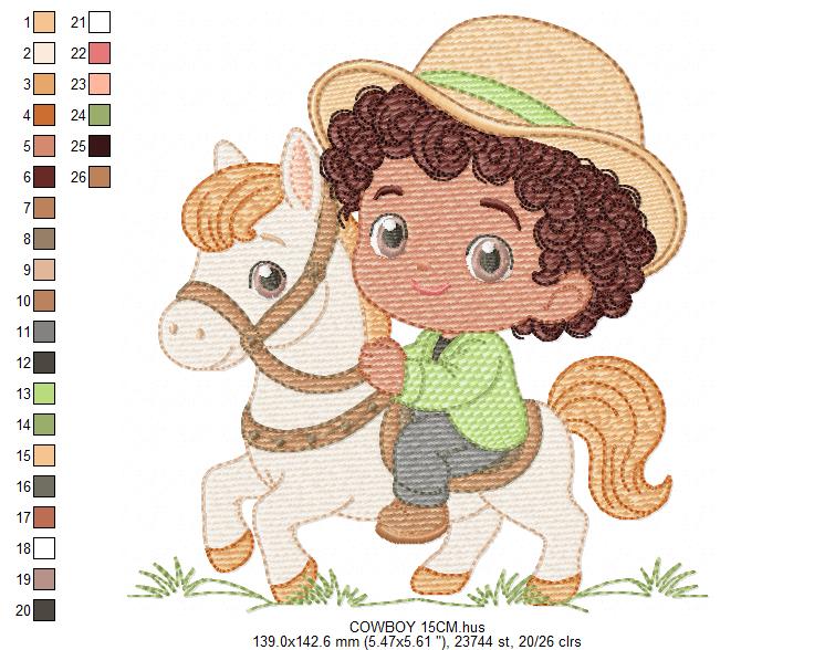 Cowboy Embroidery Design – Baby Boy Country Ranch Wrangler File (Instant Download)