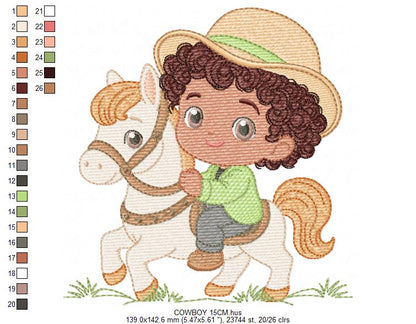 Cowboy Embroidery Design – Baby Boy Country Ranch Wrangler File (Instant Download)