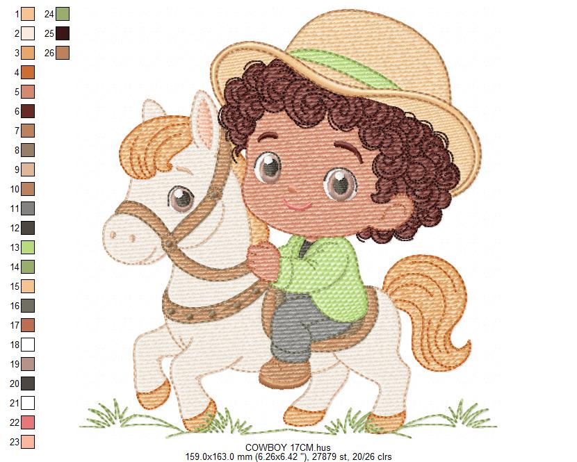 Cowboy Embroidery Design – Baby Boy Country Ranch Wrangler File (Instant Download)