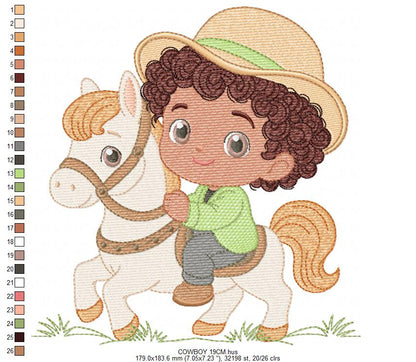 Cowboy Embroidery Design – Baby Boy Country Ranch Wrangler File (Instant Download)