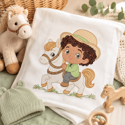 Cowboy Embroidery Design – Baby Boy Country Ranch Wrangler File (Instant Download)