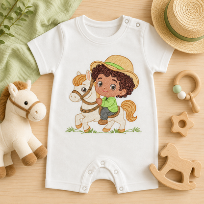Cowboy Embroidery Design – Baby Boy Country Ranch Wrangler File (Instant Download)