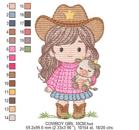 Cowgirl embroidery designs - Cowboy embroidery design machine embroidery pattern - Baby girl embroidery file - Farm cowboy hat wrangler (Copy) Marcia Embroidery