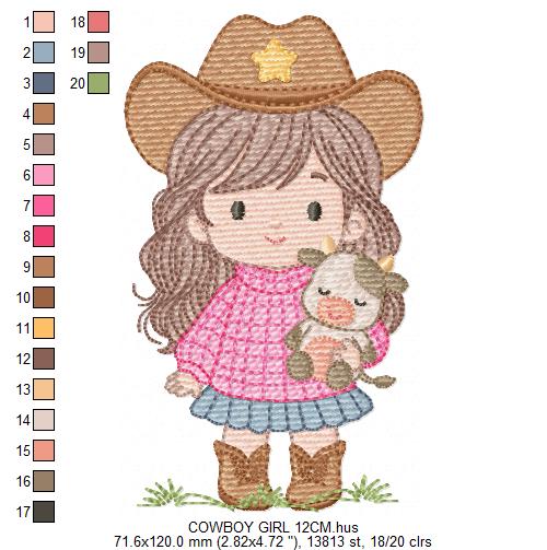 Cowgirl embroidery designs - Cowboy embroidery design machine embroidery pattern - Baby girl embroidery file - Farm cowboy hat wrangler (Copy) Marcia Embroidery