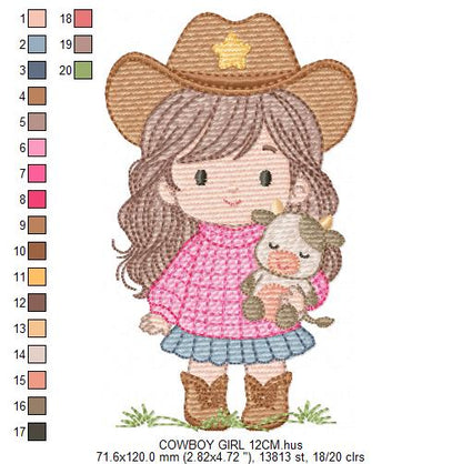 Cowgirl embroidery designs - Cowboy embroidery design machine embroidery pattern - Baby girl embroidery file - Farm cowboy hat wrangler (Copy) Marcia Embroidery
