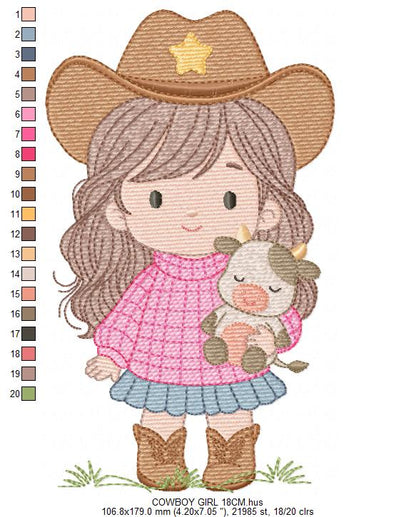 Cowgirl embroidery designs - Cowboy embroidery design machine embroidery pattern - Baby girl embroidery file - Farm cowboy hat wrangler (Copy) Marcia Embroidery