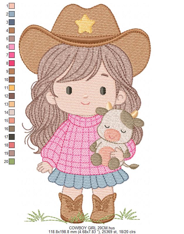 Cowgirl embroidery designs - Cowboy embroidery design machine embroidery pattern - Baby girl embroidery file - Farm cowboy hat wrangler (Copy) Marcia Embroidery