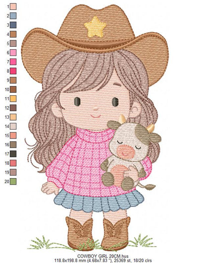 Cowgirl embroidery designs - Cowboy embroidery design machine embroidery pattern - Baby girl embroidery file - Farm cowboy hat wrangler (Copy) Marcia Embroidery