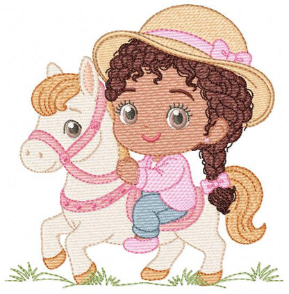 Cowgirl Embroidery Design – Baby girl Country Ranch Wrangler File (Instant Download)