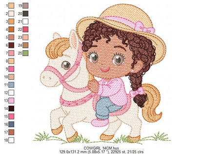 Cowgirl Embroidery Design – Baby girl Country Ranch Wrangler File (Instant Download)