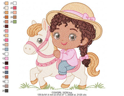 Cowgirl Embroidery Design – Baby girl Country Ranch Wrangler File (Instant Download)