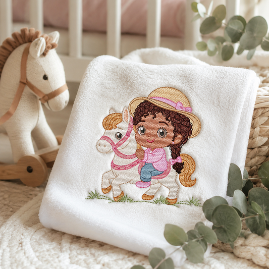 Cowgirl Embroidery Design – Baby girl Country Ranch Wrangler File (Instant Download)