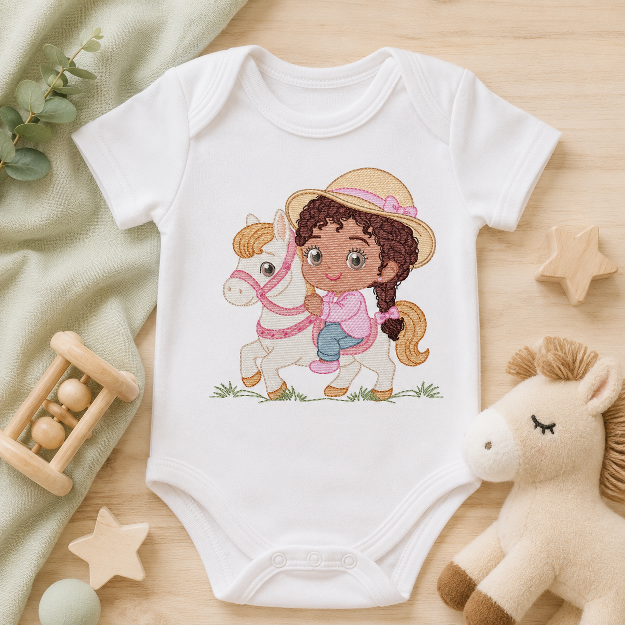 Cowgirl Embroidery Design – Baby girl Country Ranch Wrangler File (Instant Download)