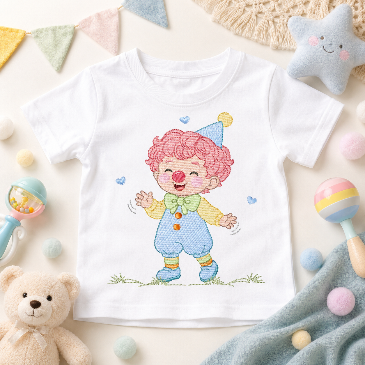 Circus Clown embroidery designs - Boy Clown with funny hat machine embroidery pattern - Baby Boy file - Instant digital download pes jef dst hus