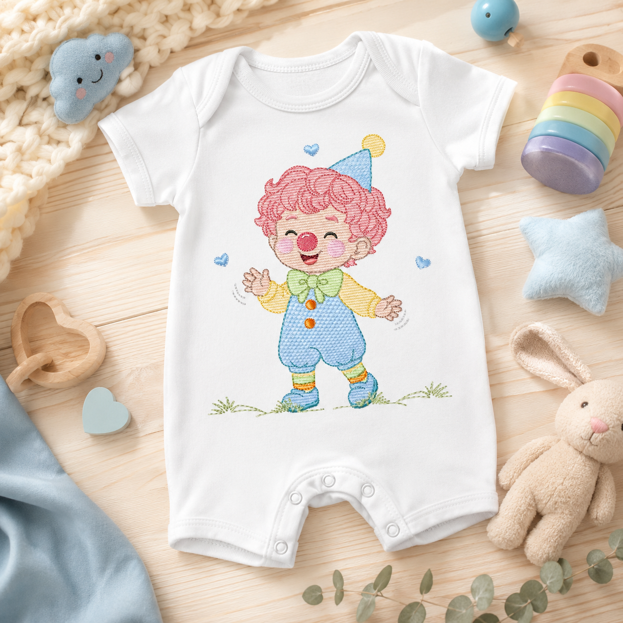 Circus Clown embroidery designs - Boy Clown with funny hat machine embroidery pattern - Baby Boy file - Instant digital download pes jef dst hus