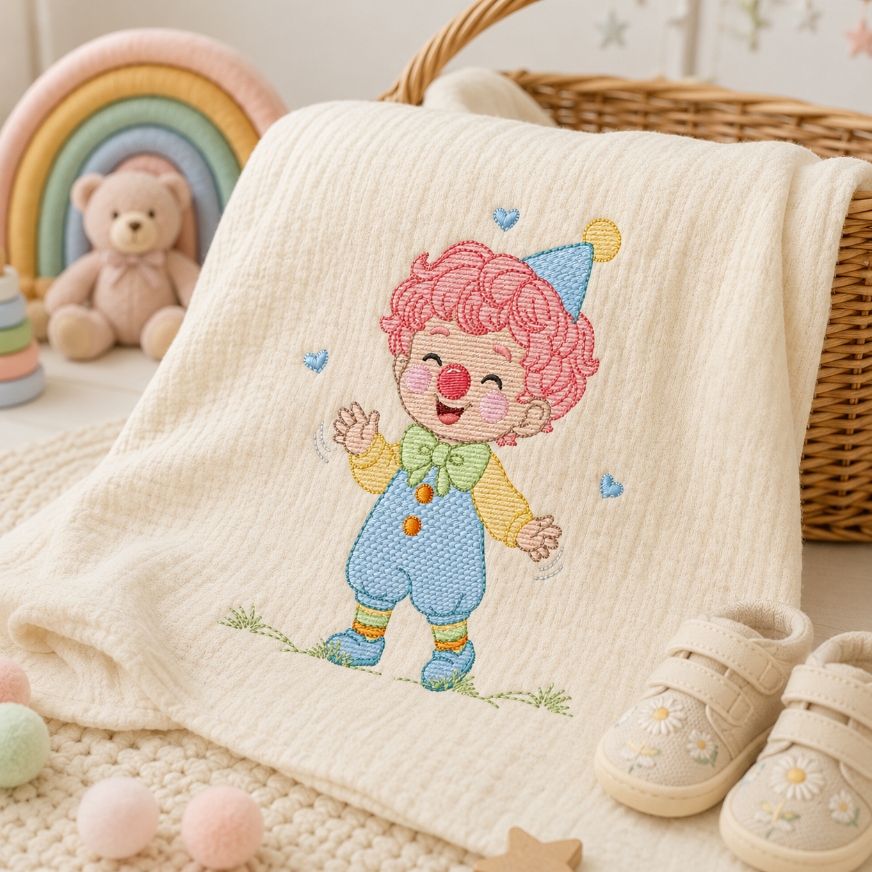 Circus Clown embroidery designs - Boy Clown with funny hat machine embroidery pattern - Baby Boy file - Instant digital download pes jef dst hus
